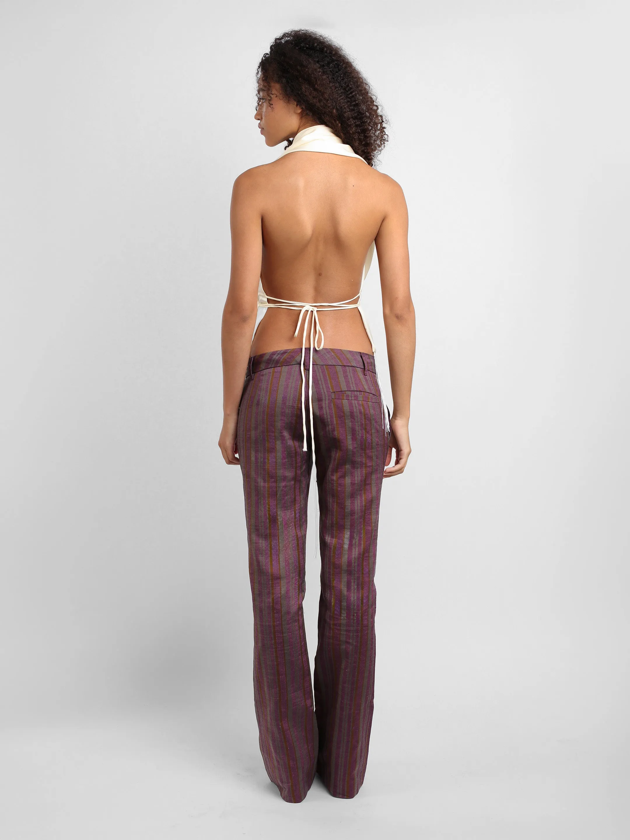 G-Pant - Plum Striped Linen sold by Dana Foley NYC product image thumbnail 2