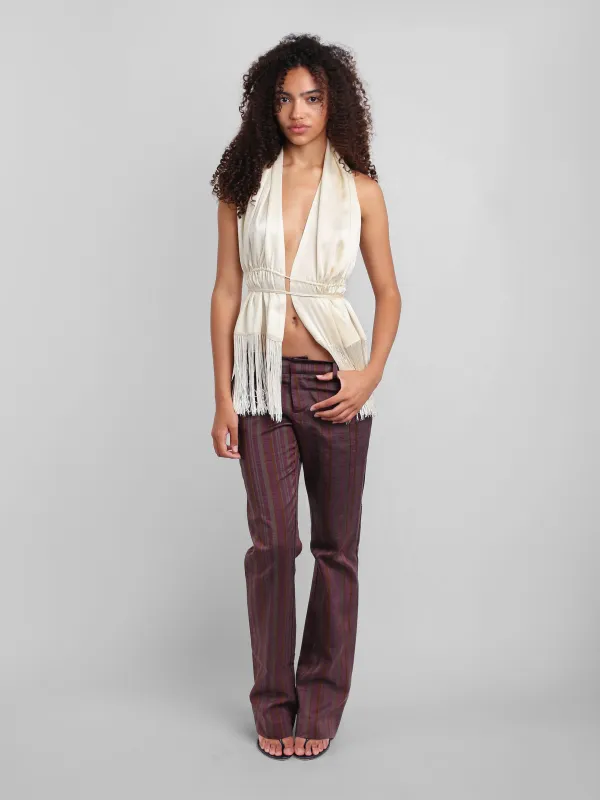 G-Pant - Plum Striped Linen made by Dana Foley NYC