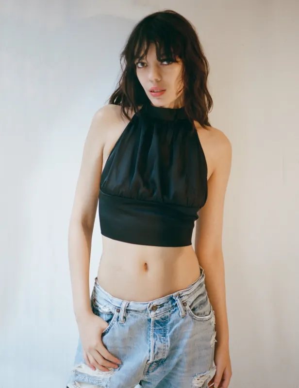 Silk Halter Top - Black sold by Dana Foley NYC