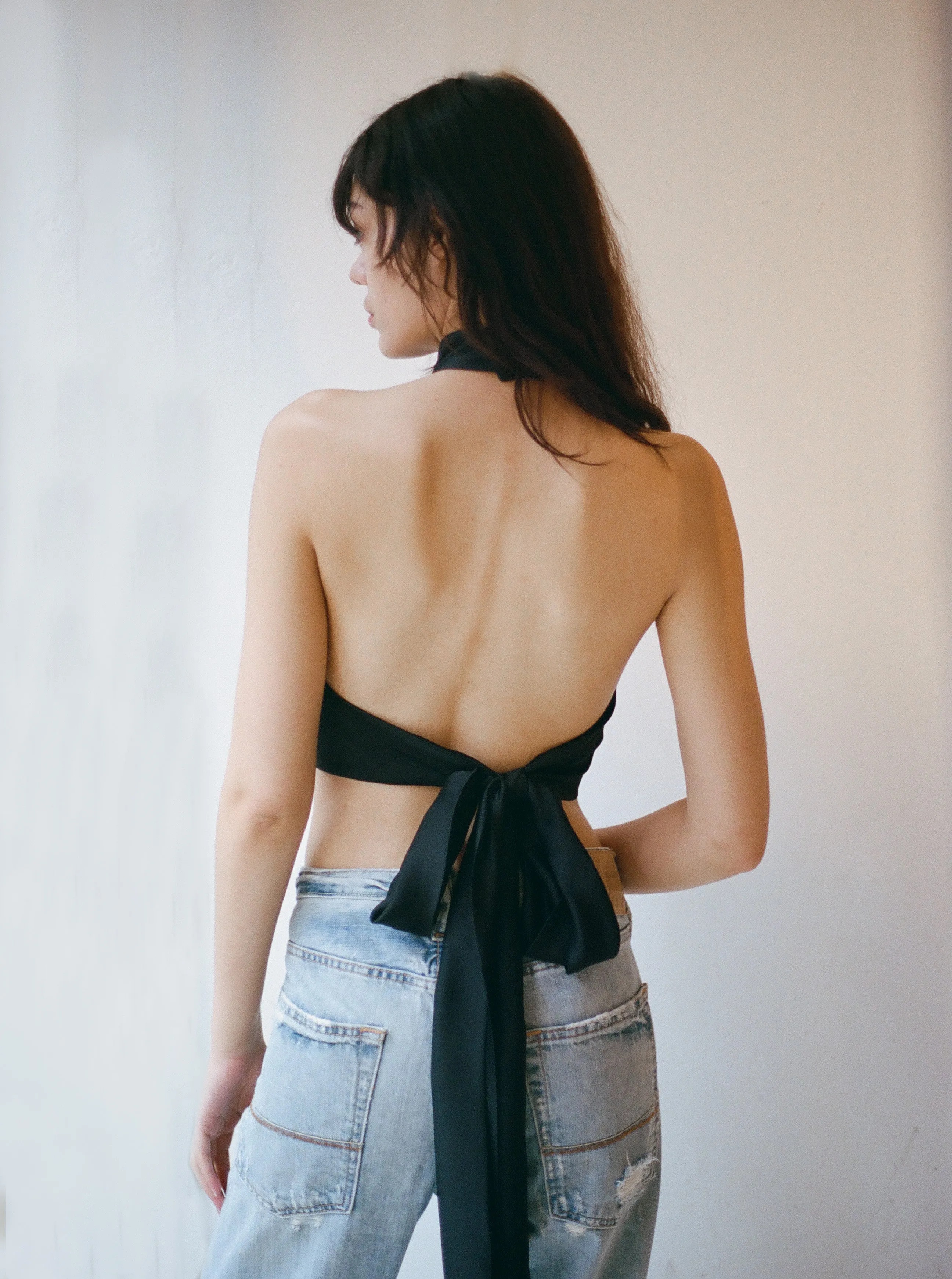 Silk Halter Top - Black sold by Dana Foley NYC product image thumbnail 3