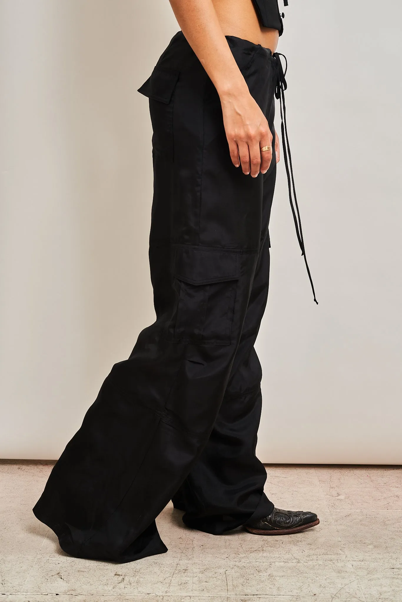 Silk Cargo Pants - Black sold by Dana Foley NYC product image thumbnail 2