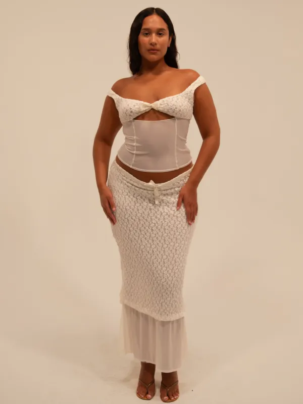 EQUINOX SKIRT IN IVORY sold by Buci