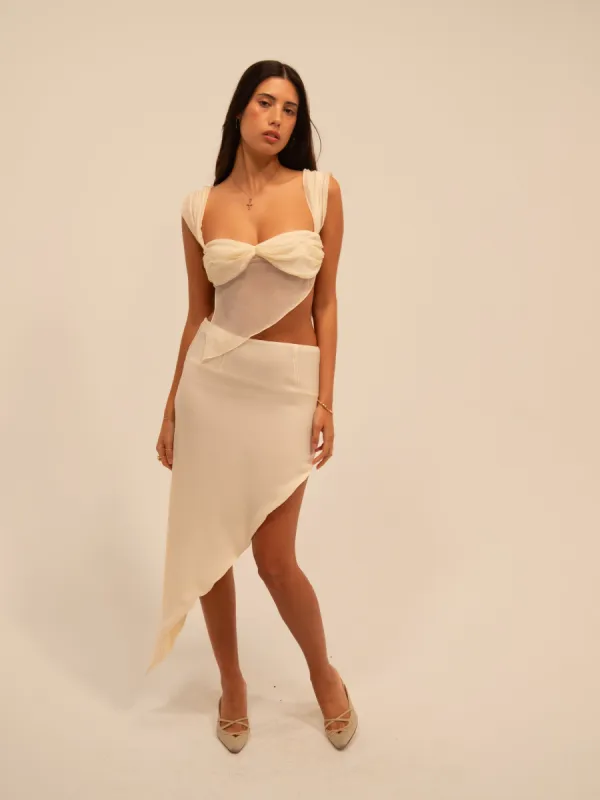 SWOOSH SKIRT IN CREAM made by Buci