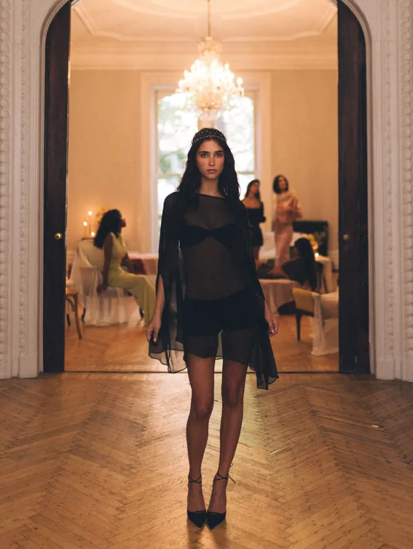 IBIS PONCHO SET IN BLACK (PRE-ORDER) made by Buci