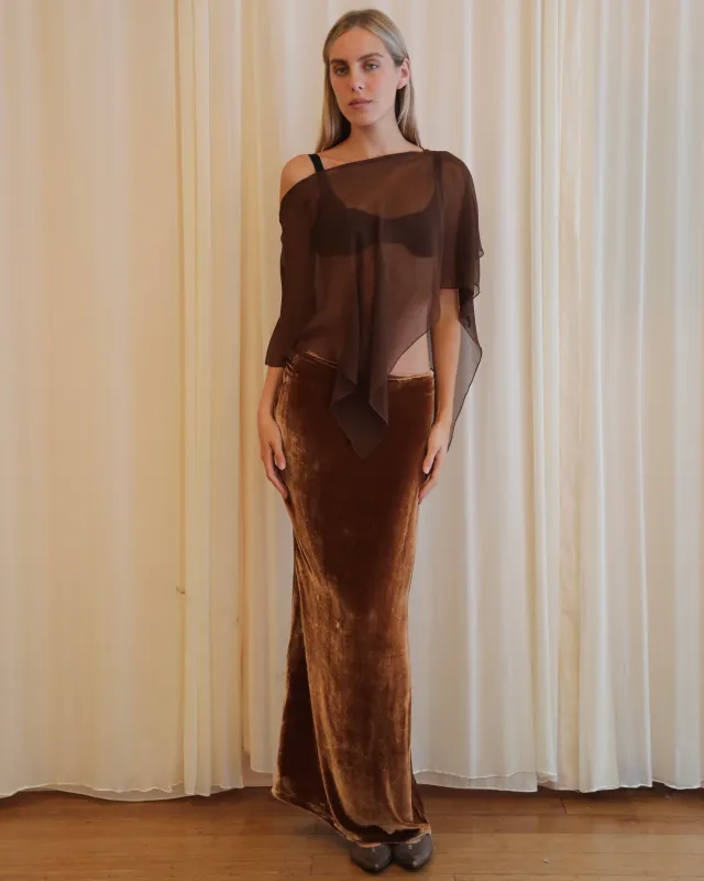 SOLSTICE SKIRT IN VELVET COCOA made by Buci