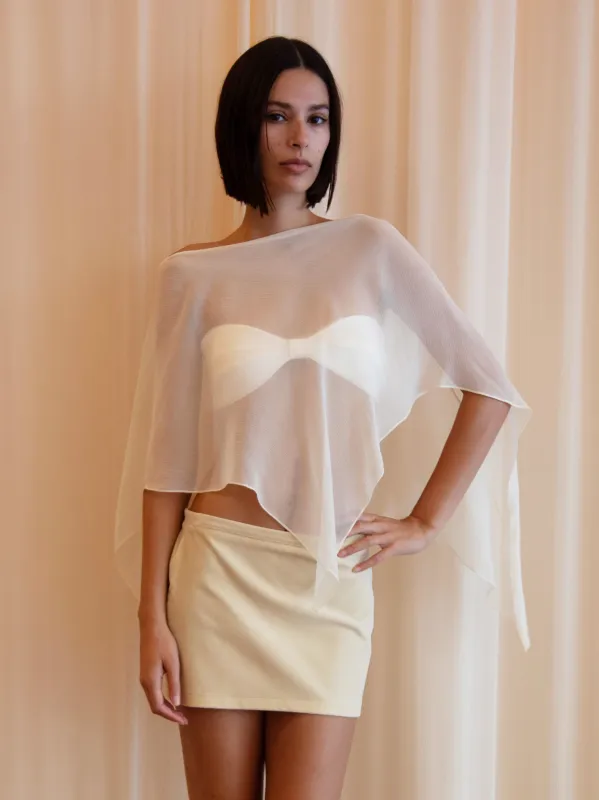 TWIST TIE TOP IN IVORY sold by Buci