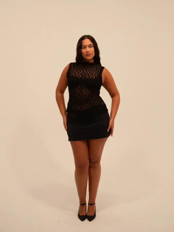 LACE TURTLENECK BLACK + ORGANIC sold by Buci