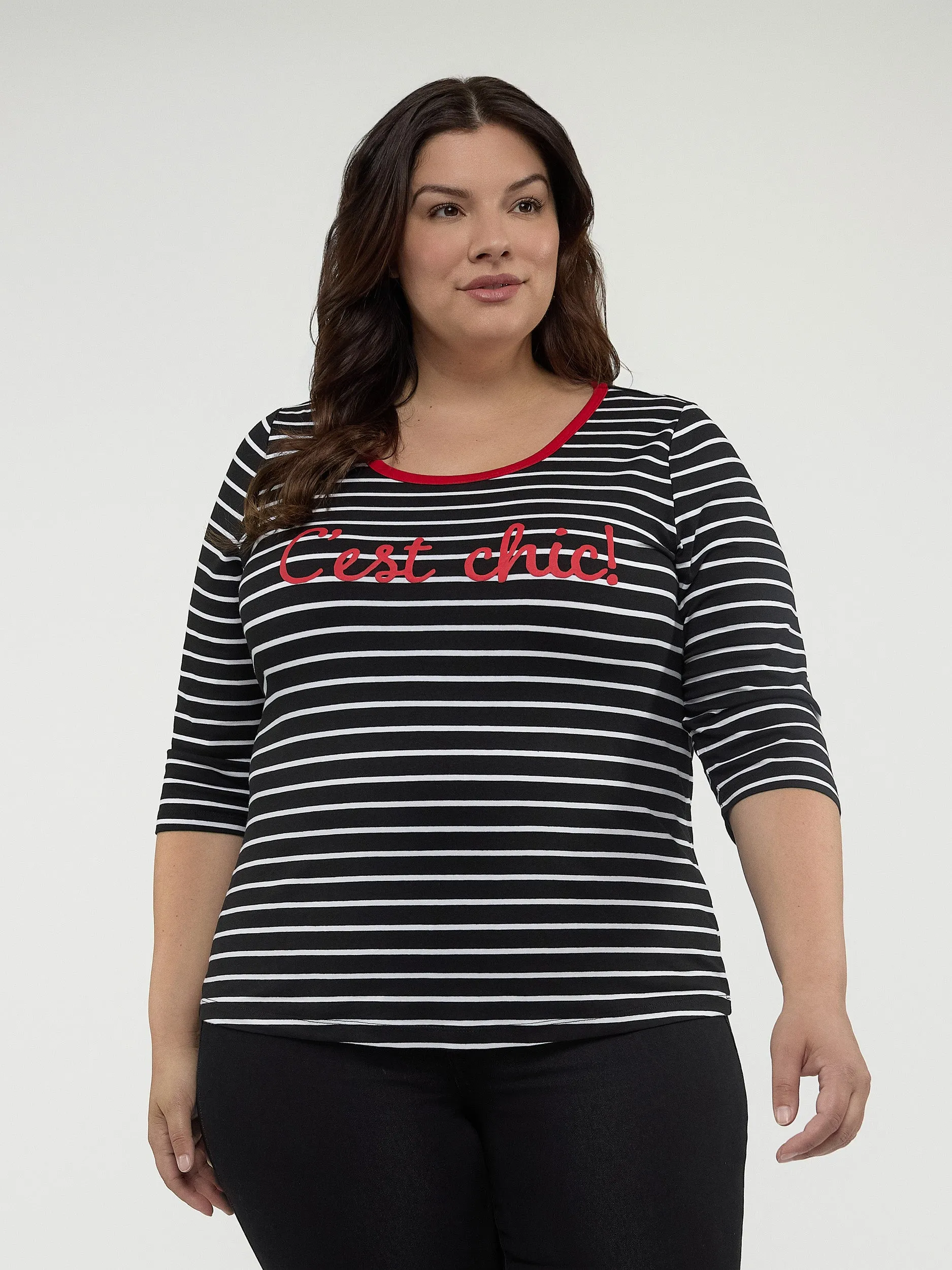 3/4-sleeve semi-fitted t-shirt sold by Claire France product image thumbnail 2