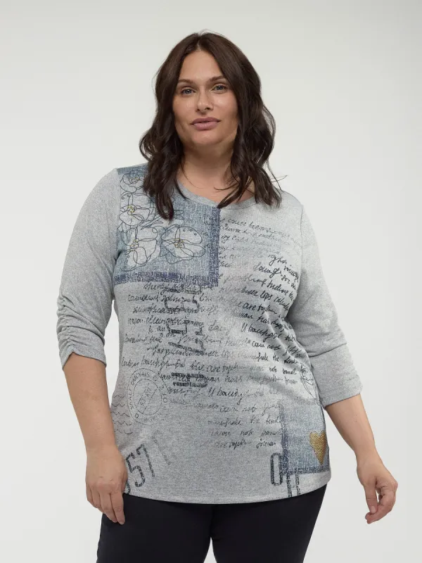 3/4-sleeve semi-fitted t-shirt sold by Claire France