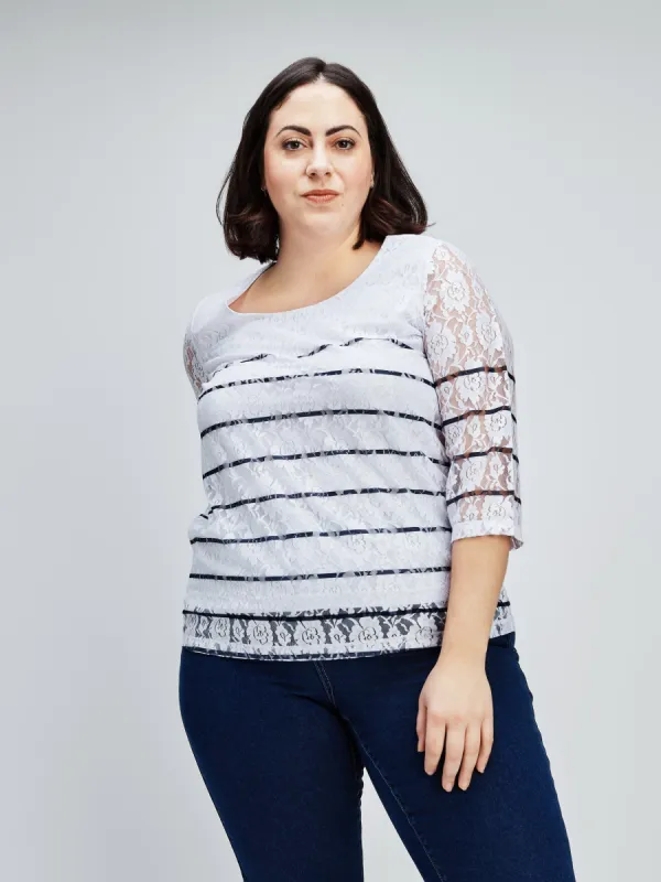 3/4-sleeve semi-fitted t-shirt sold by Claire France