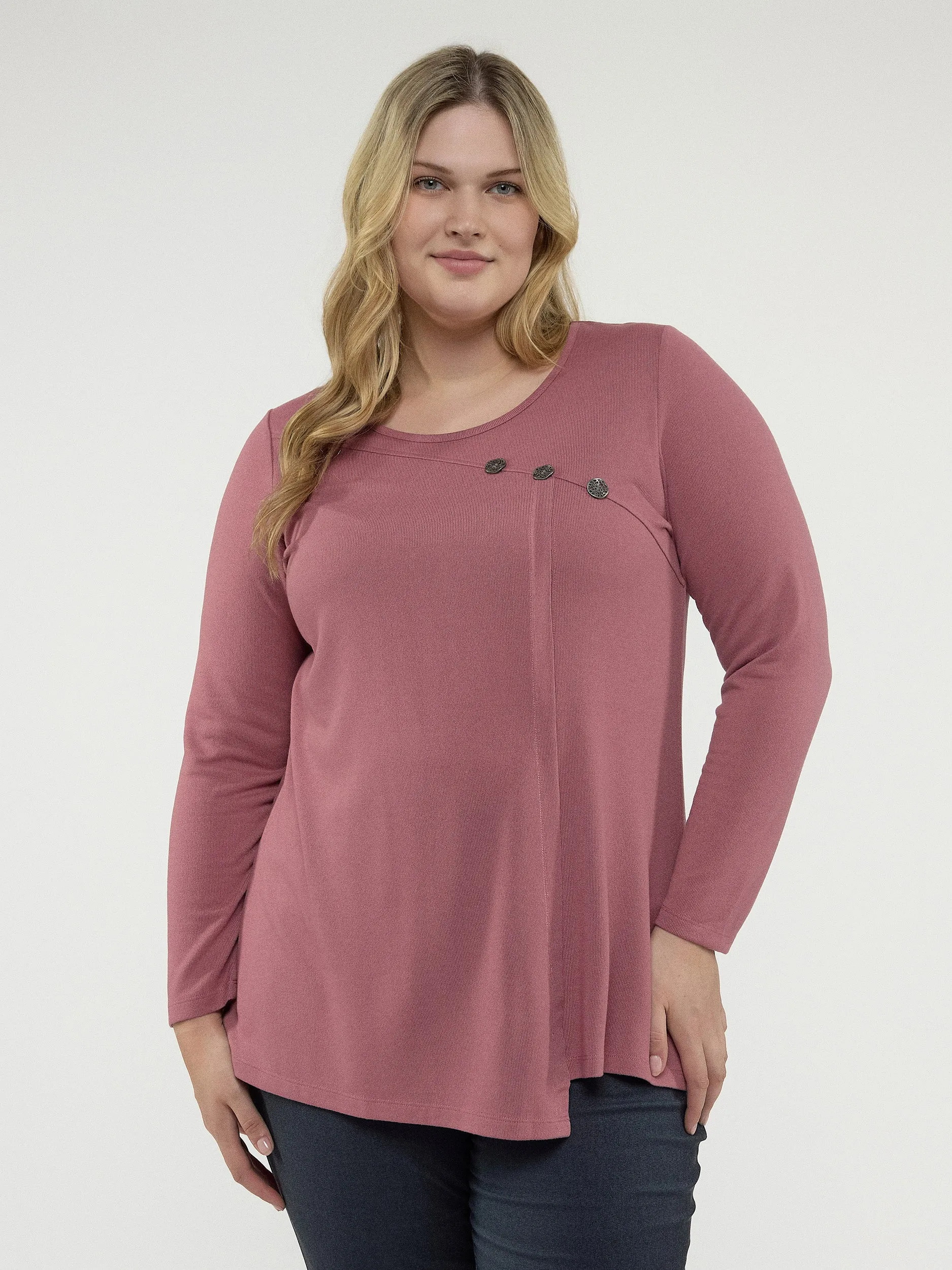 Long-sleeve semi-fitted knit tunic sold by Claire France product image thumbnail 2