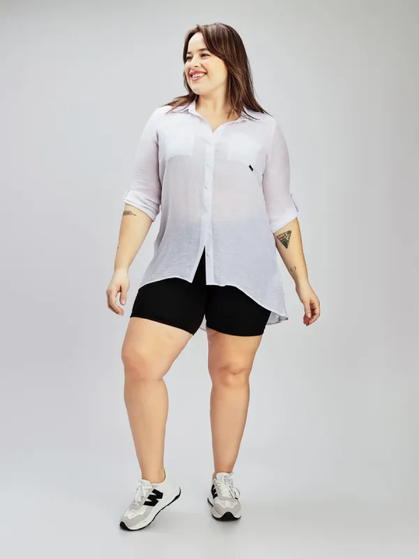 3/4-sleeve loose tunic with buttons sold by Claire France