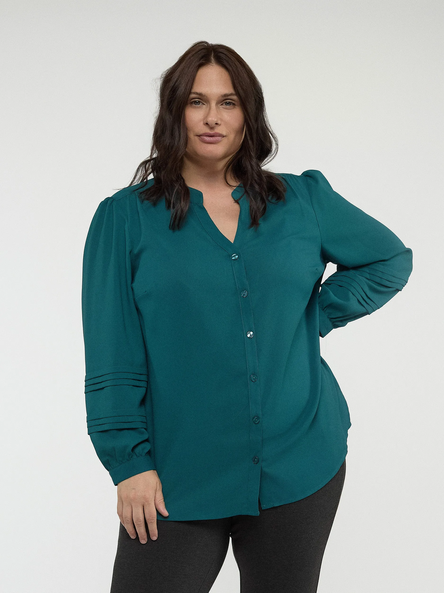 Long-sleeve semi-fitted blouse with buttons sold by Claire France product image thumbnail 2