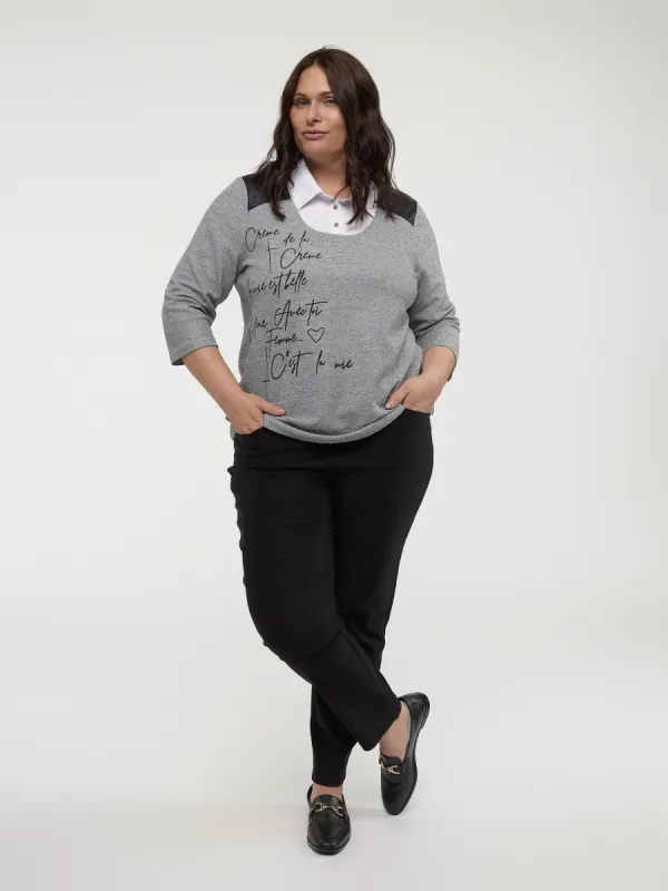 3/4-sleeve semi-fitted fooler tunic sold by Claire France