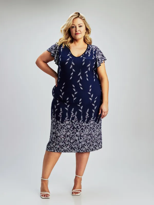 A line mid-calf knit dress sold by Claire France