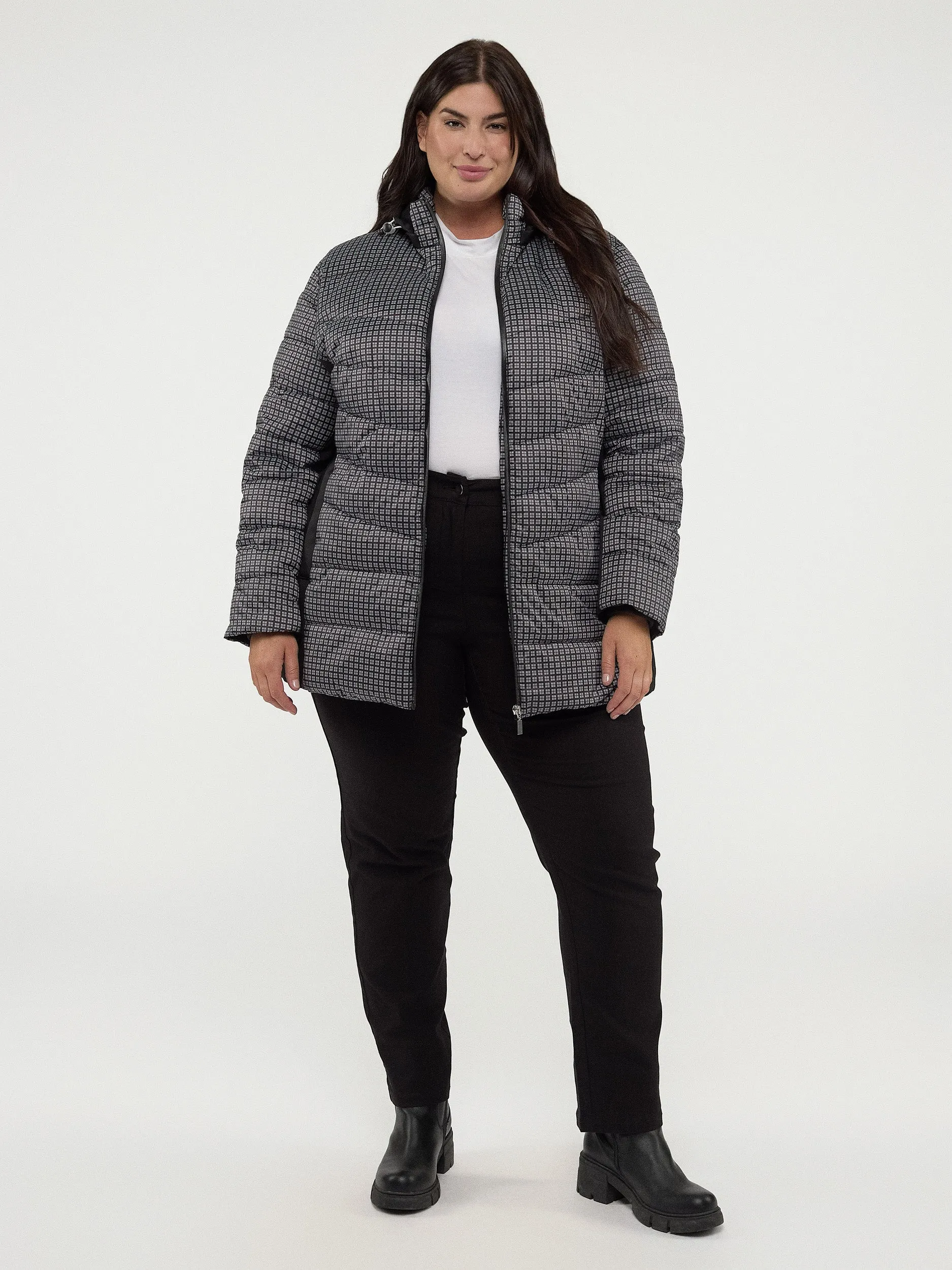 Mid thight semi-fitted soft shell jacket sold by Claire France