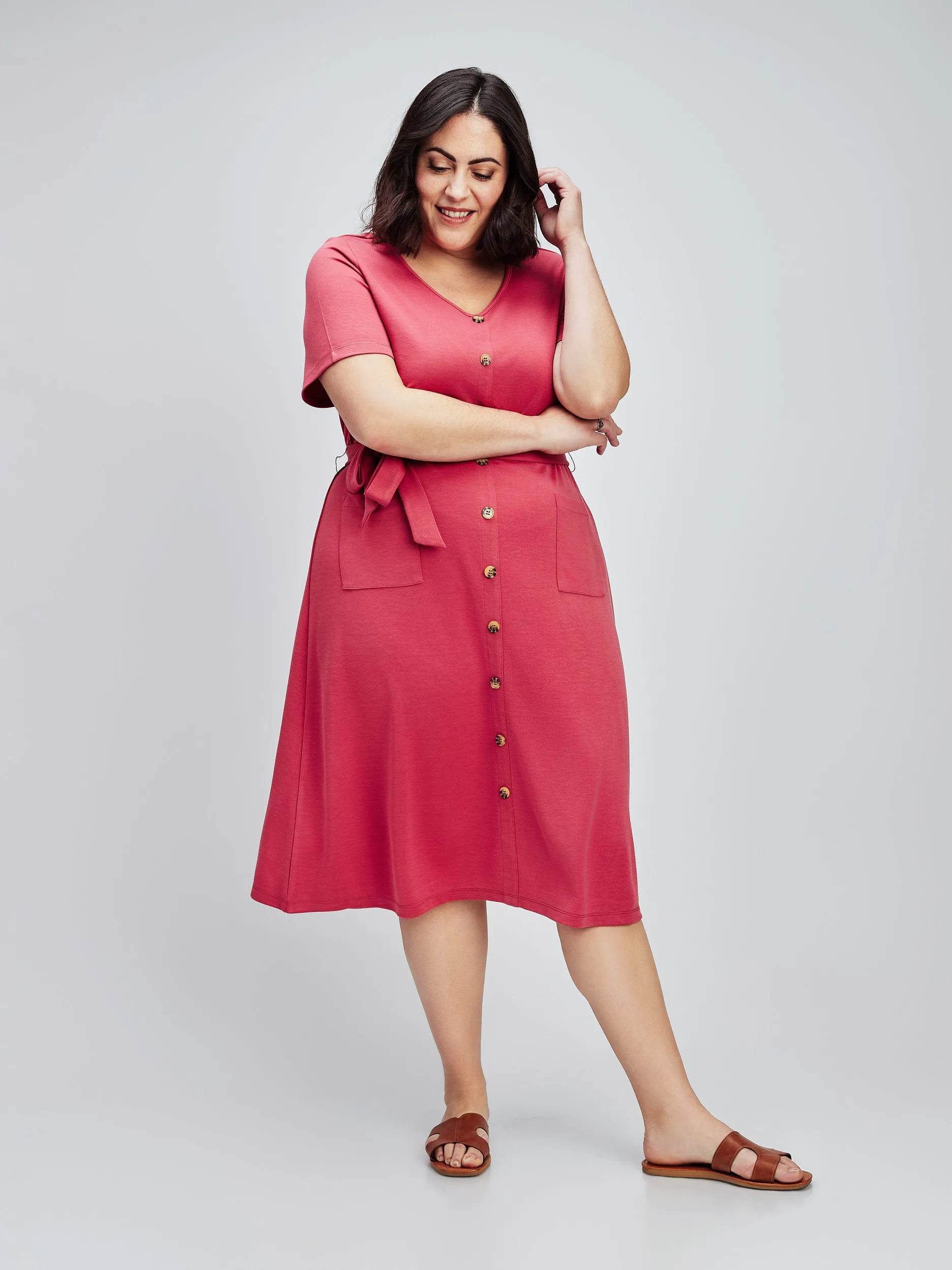 Flared midi knit dress sold by Claire France