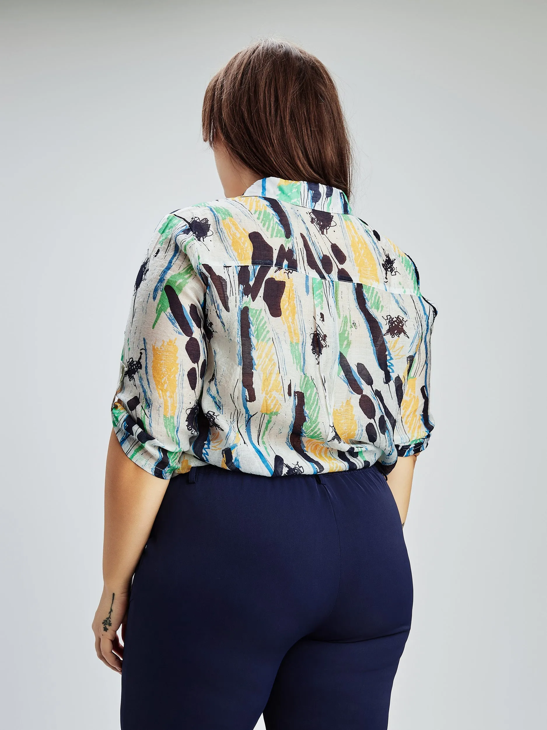 3/4-sleeve semi-fitted blouse with buttons sold by Claire France product image thumbnail 3