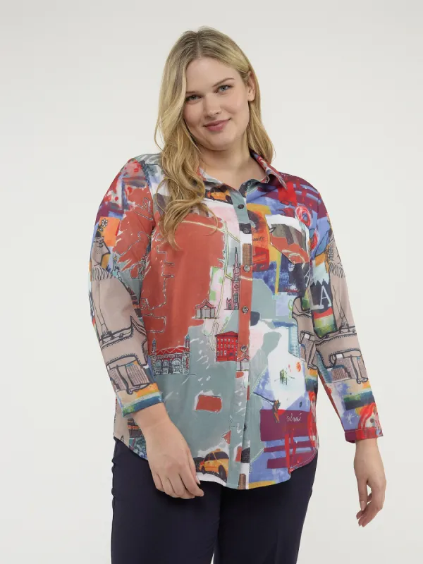 Long-sleeve semi-fitted blouse with buttons sold by Claire France