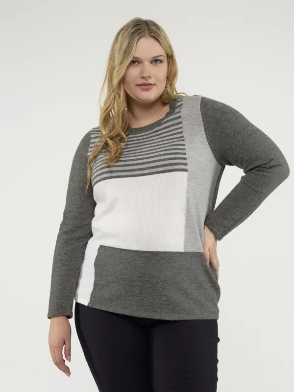 Tunic length pullover sweater sold by Claire France