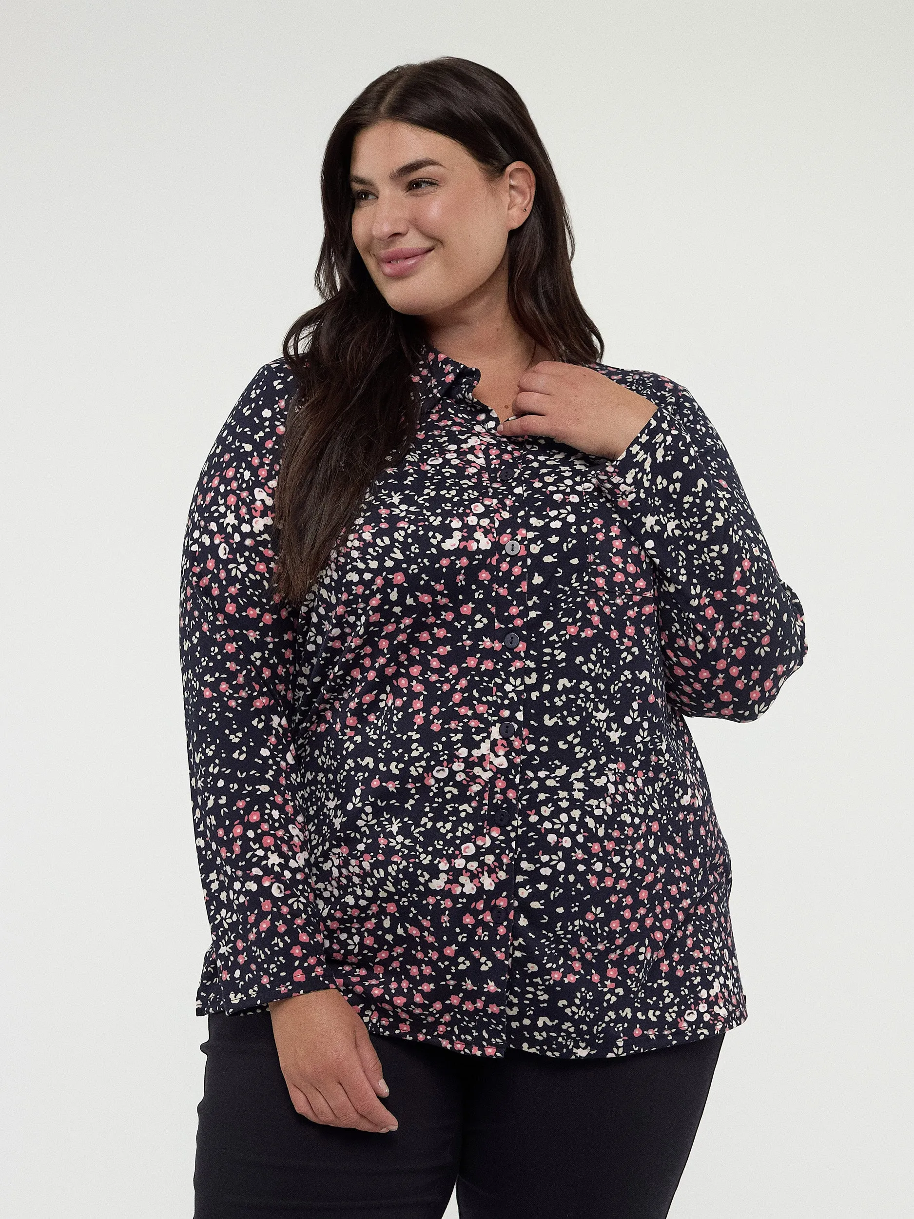 Long-sleeve semi-fitted blouse with buttons sold by Claire France product image thumbnail 2