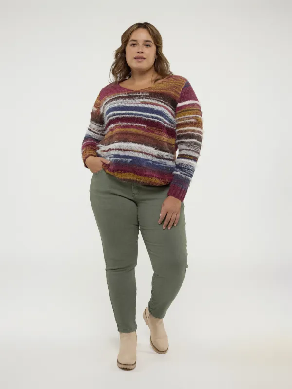 Long-sleeve semi-fitted pullover sweater sold by Claire France