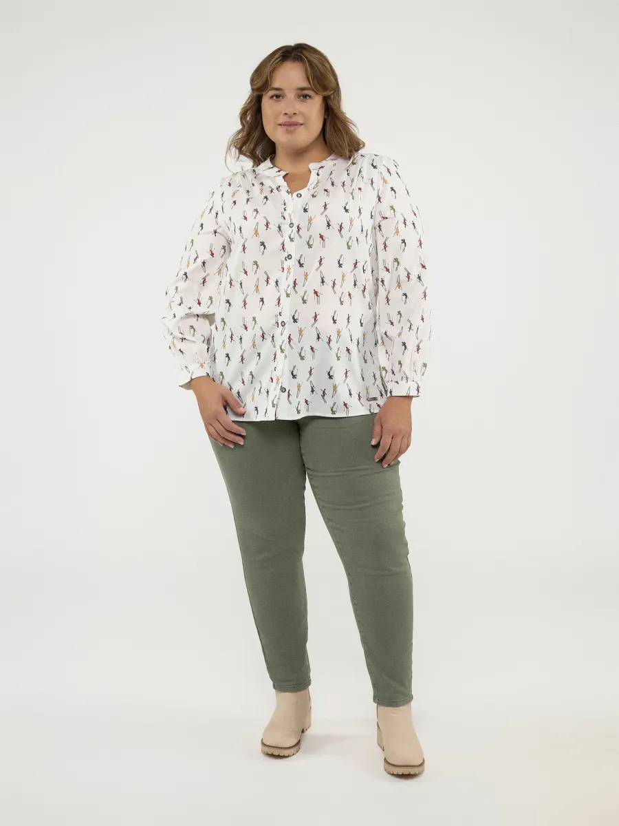 Long-sleeve semi-fitted blouse with buttons sold by Claire France