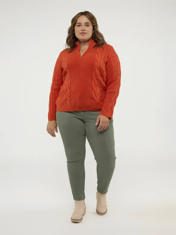 Long-sleeve semi-fitted pullover sweater sold by Claire France