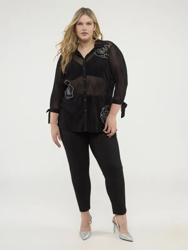 3/4-sleeve semi-fitted blouse with buttons sold by Claire France