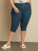 Straight semi-fitted pull-on denim capri sold by Claire France
