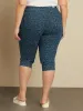 Straight semi-fitted pull-on denim capri sold by Claire France