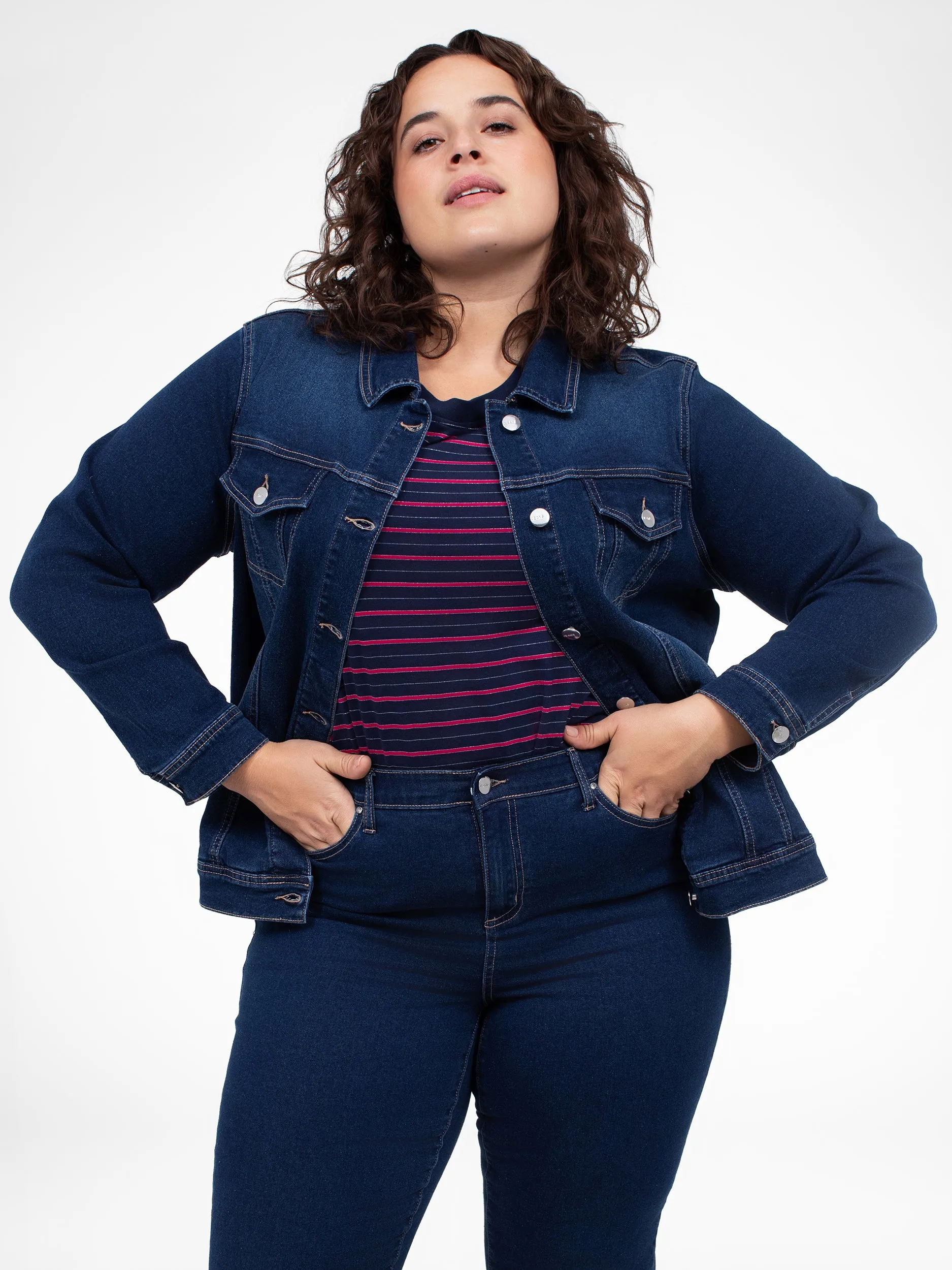 Long-sleeve semi-fitted denim jacket sold by Claire France product image thumbnail 2