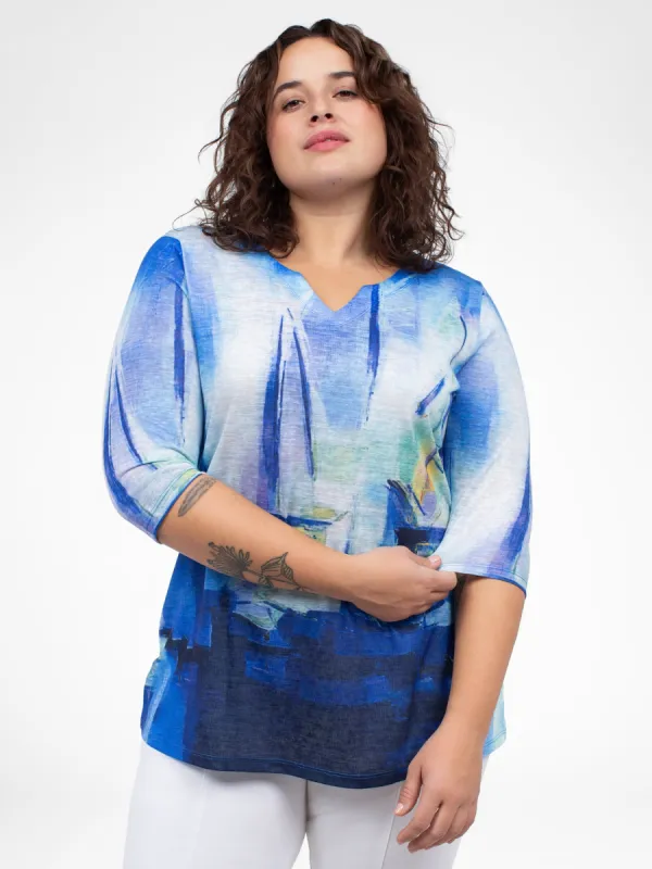 3/4-sleeve semi-fitted tunic sold by Claire France