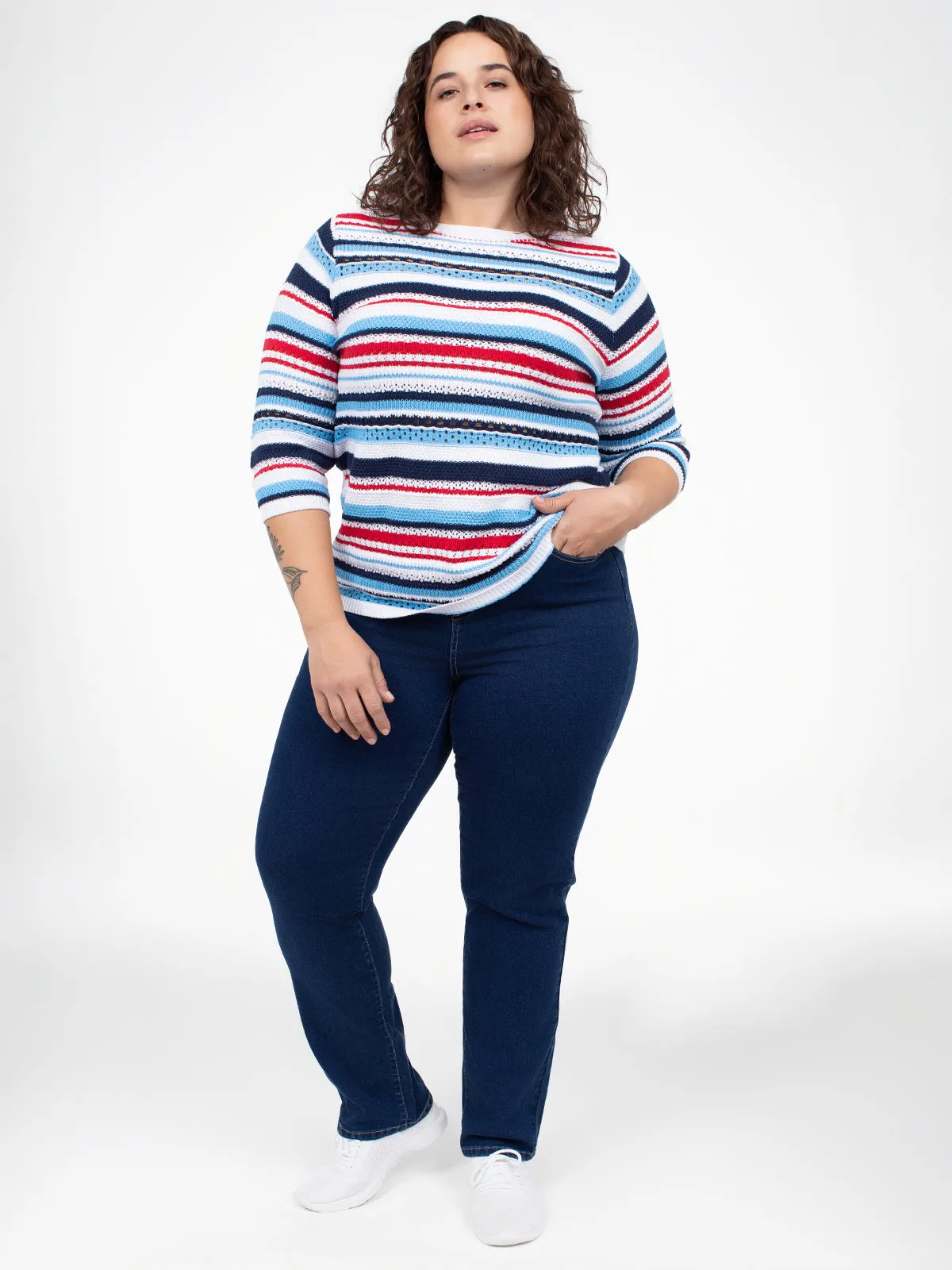 3/4-sleeve semi-fitted pullover sweater sold by Claire France product image thumbnail 2