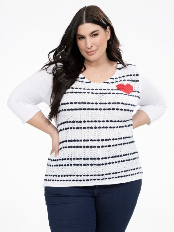 3/4-sleeve semi-fitted pullover sweater sold by Claire France
