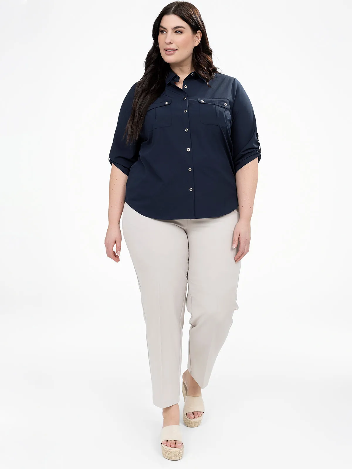 3/4-sleeve semi-fitted blouse with buttons sold by Claire France product image thumbnail 4