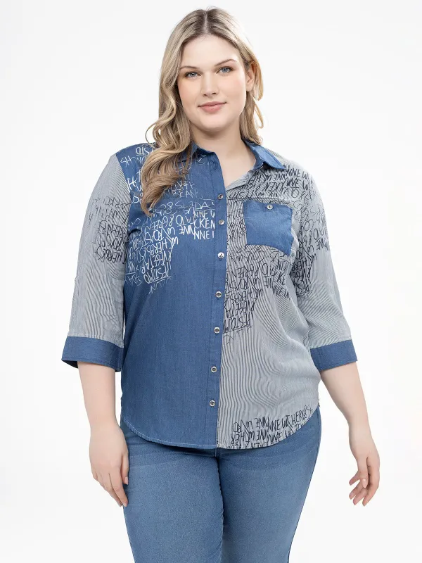 3/4-sleeve semi-fitted blouse with buttons sold by Claire France