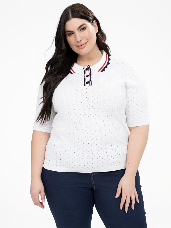 Short-sleeve semi-fitted pullover sweater sold by Claire France