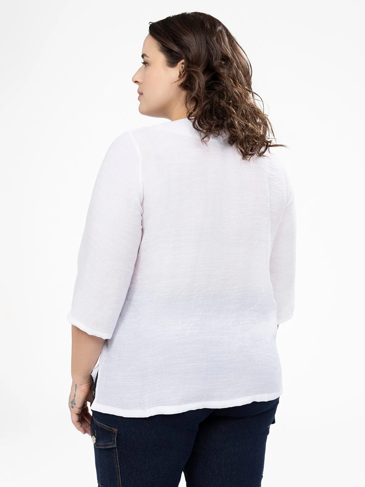 3/4-sleeve loose blouse with buttons sold by Claire France product image thumbnail 3