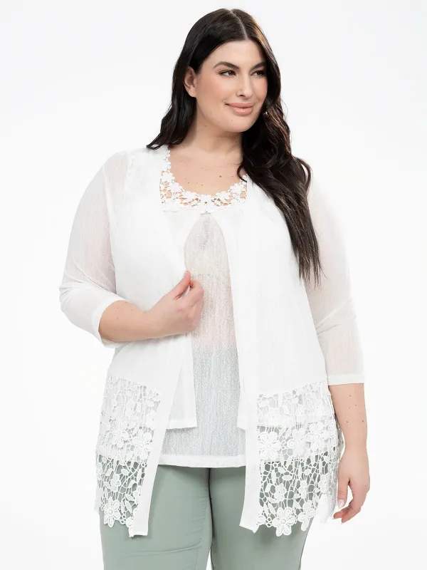 3/4-sleeve semi-fitted cardigan sold by Claire France