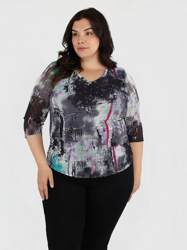 3/4-sleeve semi-fitted t-shirt sold by Claire France