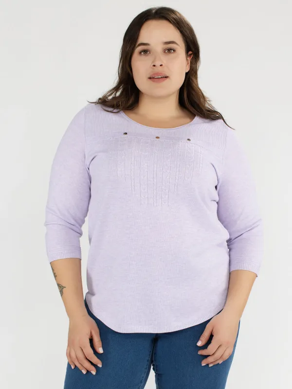 3/4-sleeve semi-fitted pullover sweater sold by Claire France