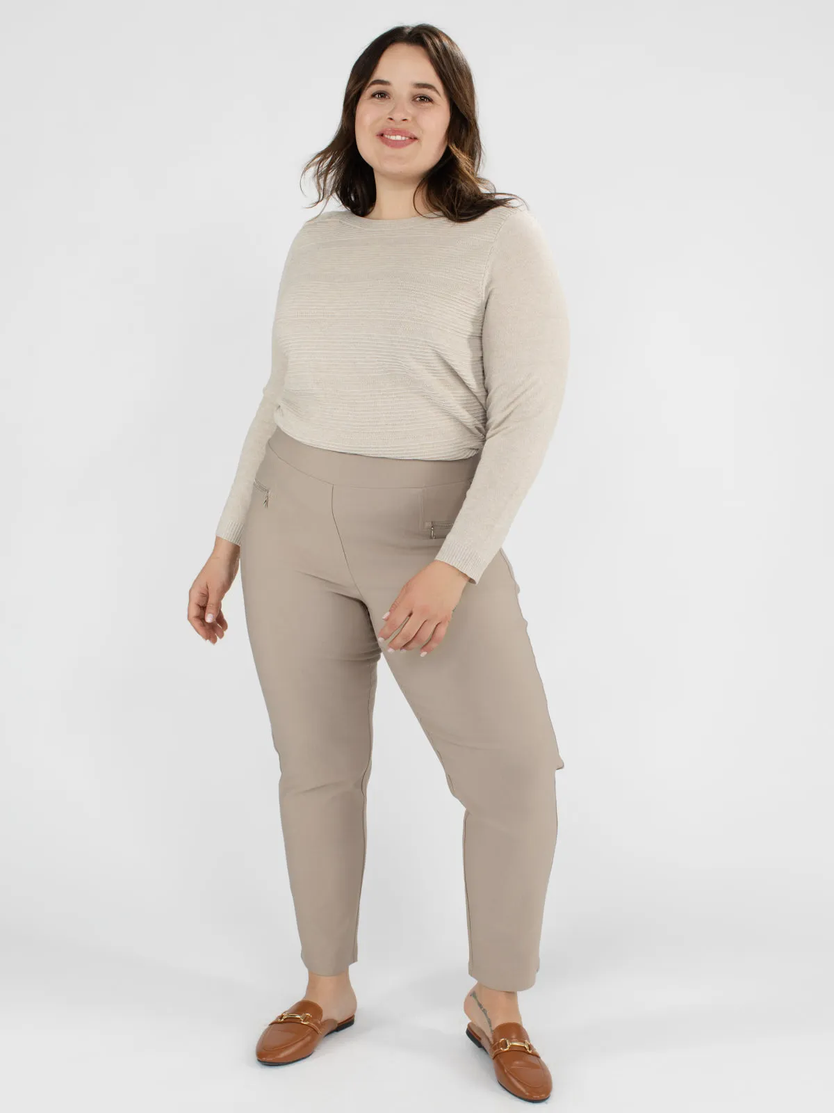 Straight fitted pull-on pant - Petite sold by Claire France