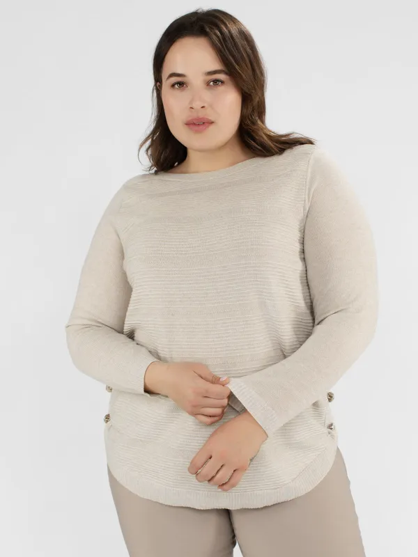 Long-sleeve semi-fitted pullover sweater sold by Claire France