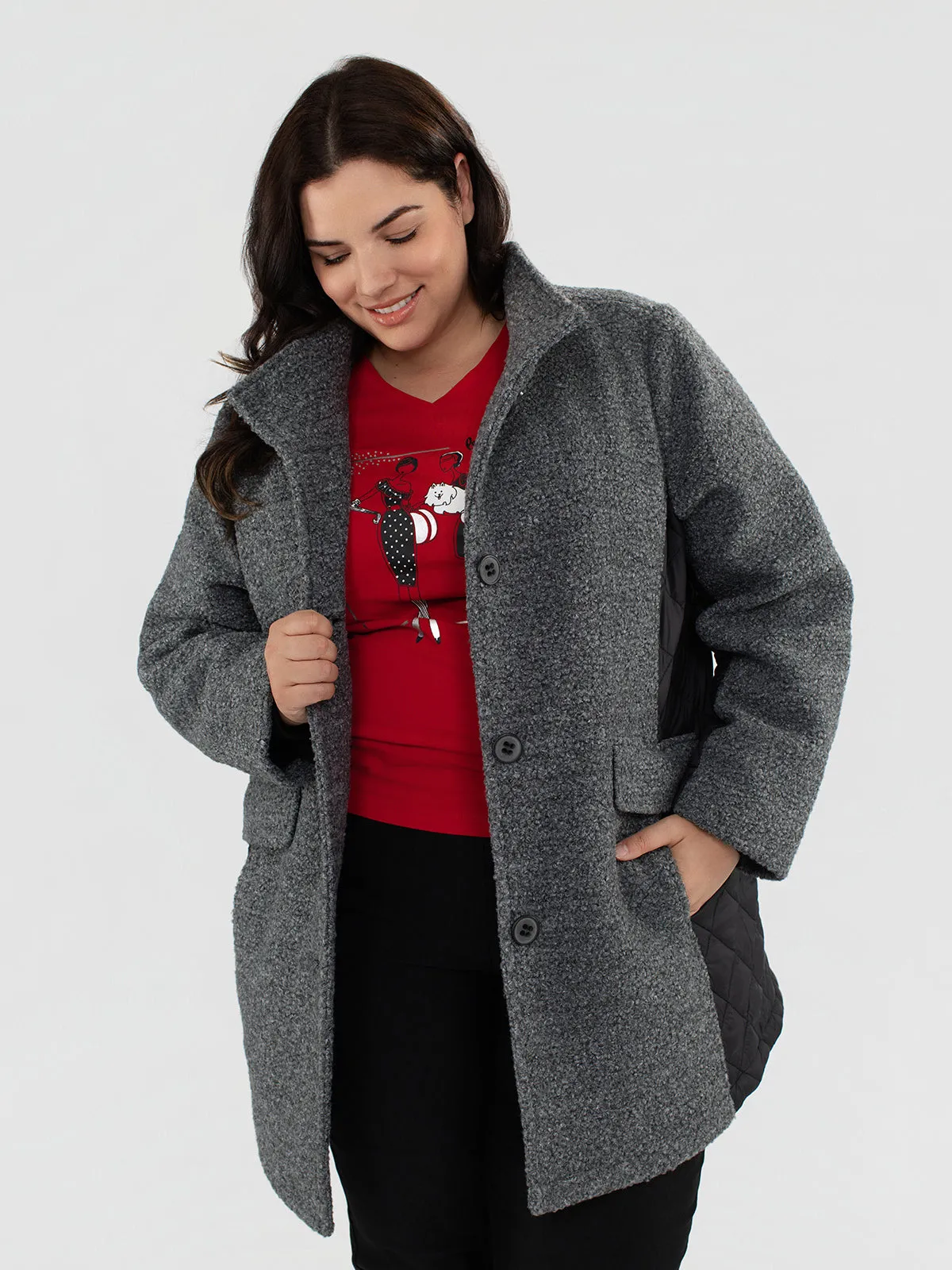 Mid thight semi-fitted soft shell jacket sold by Claire France product image thumbnail 3