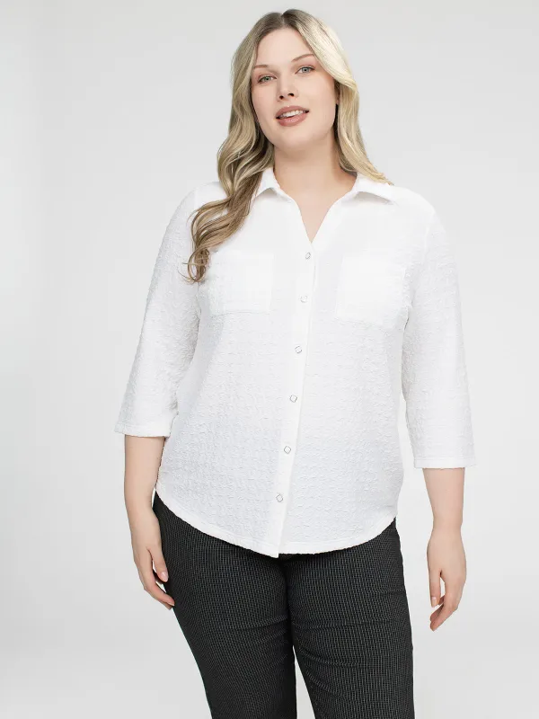 3/4-sleeve semi-fitted blouse with buttons sold by Claire France