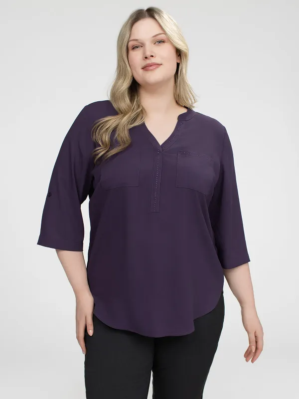 3/4-sleeve semi-fitted blouse sold by Claire France