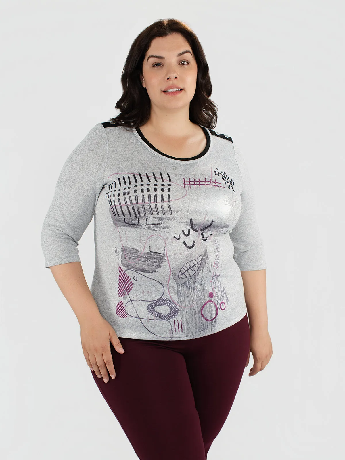 3/4-sleeve semi-fitted t-shirt sold by Claire France