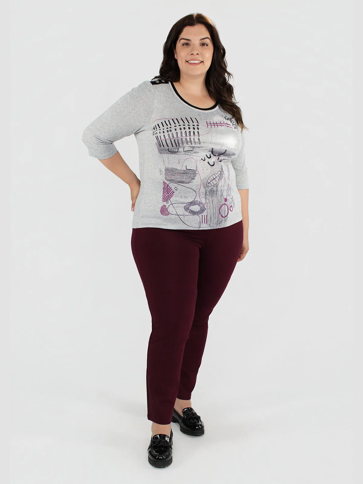 3/4-sleeve semi-fitted t-shirt sold by Claire France product image thumbnail 2