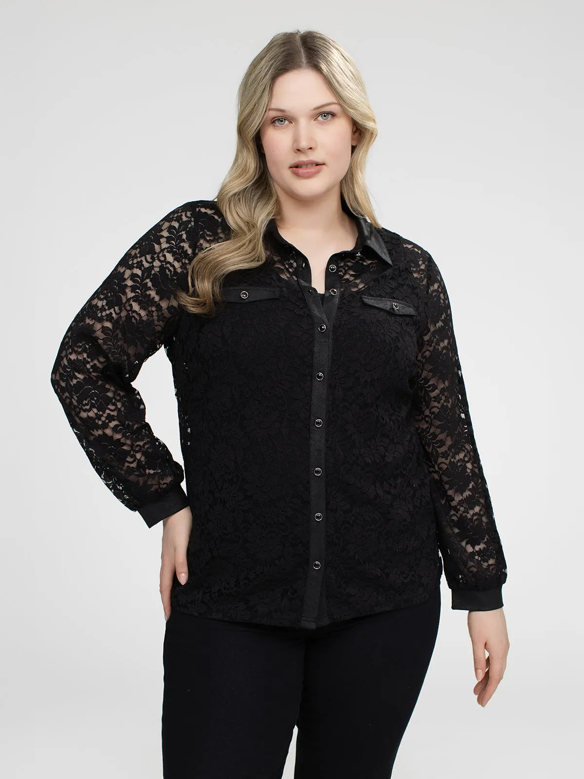 Long-sleeve semi-fitted blouse with buttons sold by Claire France